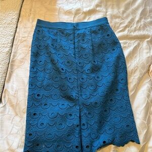 Ann Taylor Teal Lace Pencil Skirt